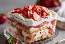 Strawberry lasagna recipe with golden Oreos featured image