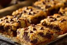 classic chocolate chip cookie bars on tray
