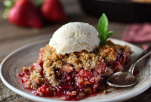 Strawberry Rhubarb Crisp with Crumble Topping