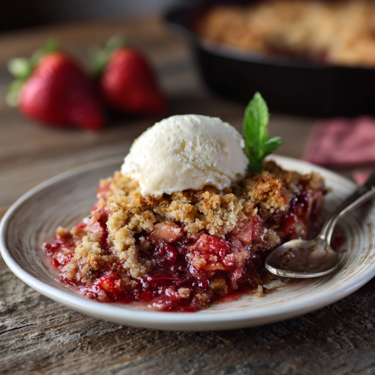 Strawberry Rhubarb Crisp with Crumble Topping