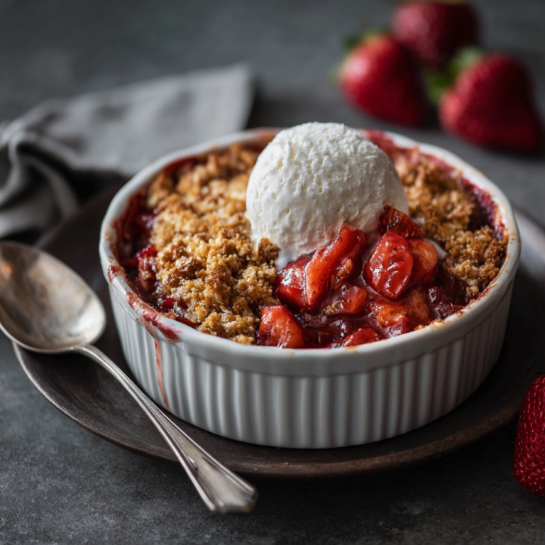 Strawberry Rhubarb Crisp with Oat Topping – A Cozy, Fruity Delight