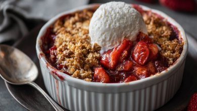 Strawberry Rhubarb Crisp with Oat Topping – A Cozy, Fruity Delight