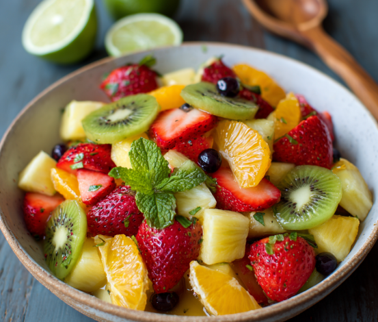 Fruit Salad with Honey Lime Dressing