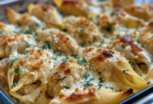 Cheesy Chicken Alfredo Stuffed Shells
