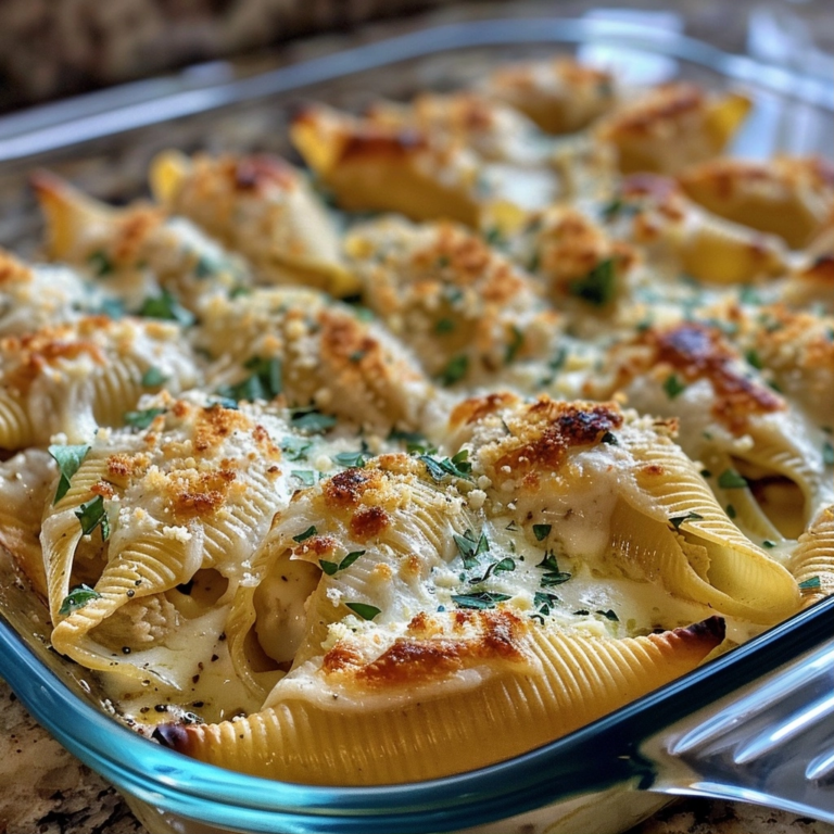 Cheesy Chicken Alfredo Stuffed Shells