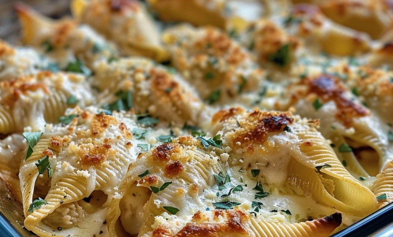 Cheesy Chicken Alfredo Stuffed Shells