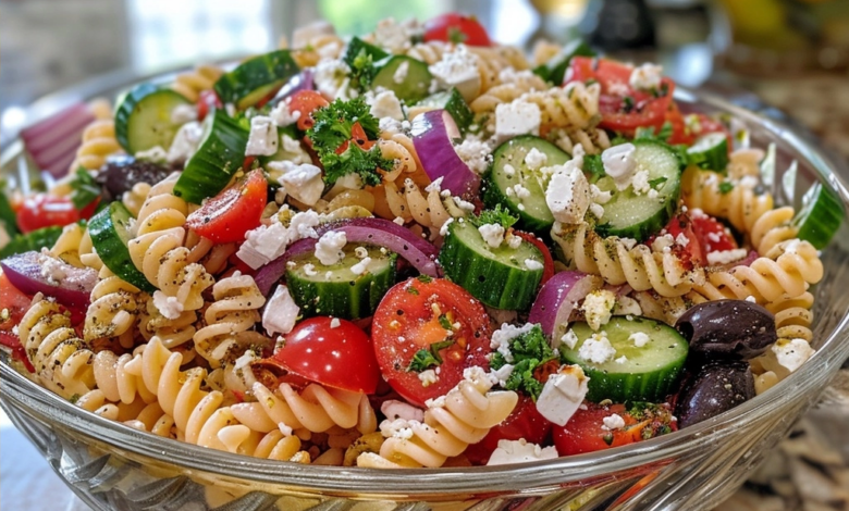 Greek Pasta Salad with Fresh Herbs and Feta