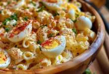Deviled Egg Pasta Salad with Crisp Veggies