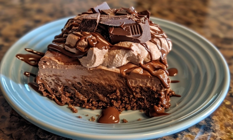No Bake Chocolate Dessert With Crunchy Topping